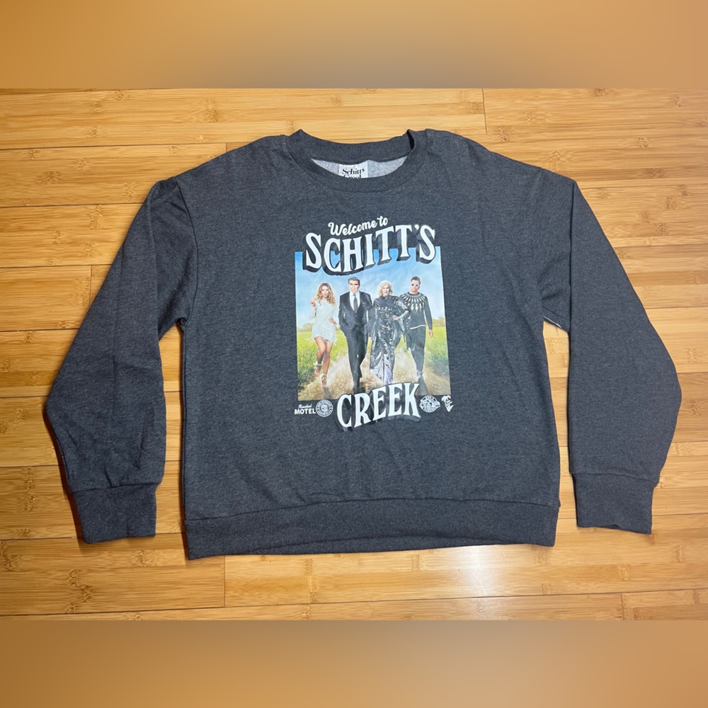 Welcome to Schitt$ Creek Women's Gray Graphic Long Sleeve Casual Sweatshirt|SZ:M